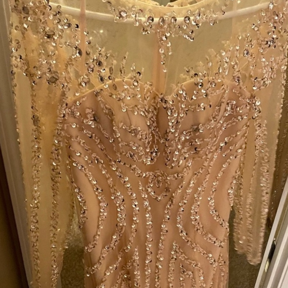Elegant Sequin Embellished Dress - Cream